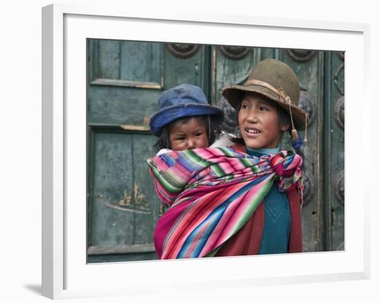 Peru, a Young Peruvian Girl-Nigel Pavitt-Framed Photographic Print