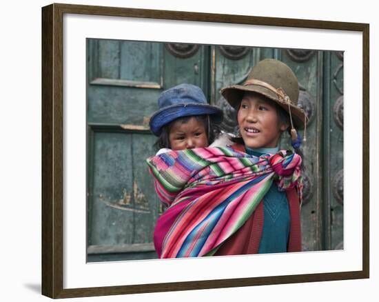 Peru, a Young Peruvian Girl-Nigel Pavitt-Framed Photographic Print