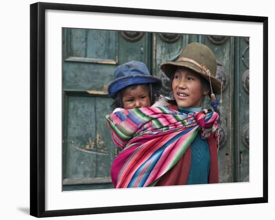 Peru, a Young Peruvian Girl-Nigel Pavitt-Framed Photographic Print