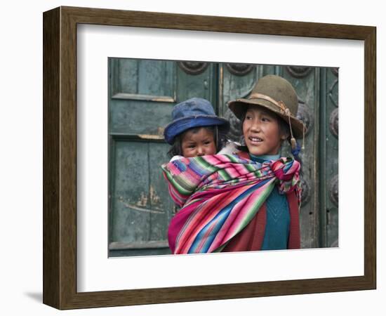 Peru, a Young Peruvian Girl-Nigel Pavitt-Framed Photographic Print