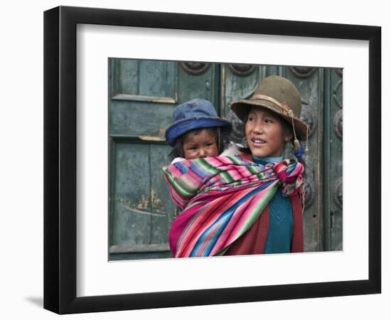 Peru, a Young Peruvian Girl-Nigel Pavitt-Framed Photographic Print