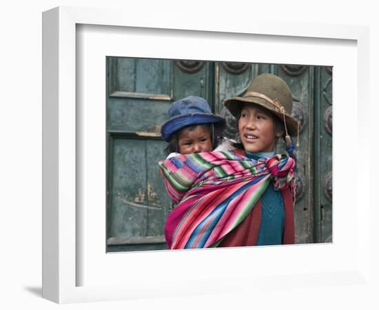 Peru, a Young Peruvian Girl-Nigel Pavitt-Framed Photographic Print