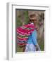 Peru; an Indian Woman Wearing Carries Her Farm Produce to Market in a Brightly Coloured Blanket-Nigel Pavitt-Framed Premium Photographic Print