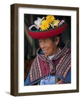 Peru, an Old Woman in Traditional Indian Costume-Nigel Pavitt-Framed Photographic Print