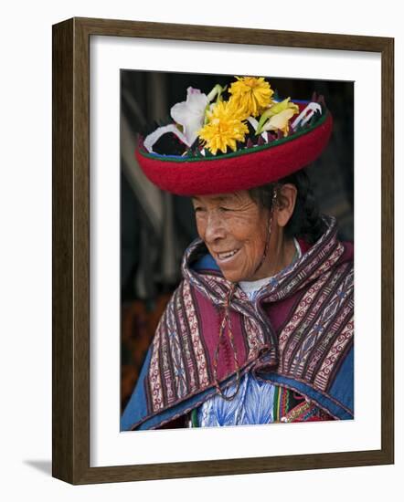 Peru, an Old Woman in Traditional Indian Costume-Nigel Pavitt-Framed Photographic Print