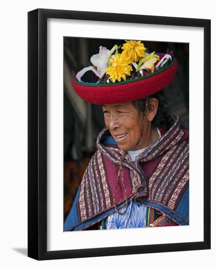 Peru, an Old Woman in Traditional Indian Costume-Nigel Pavitt-Framed Photographic Print