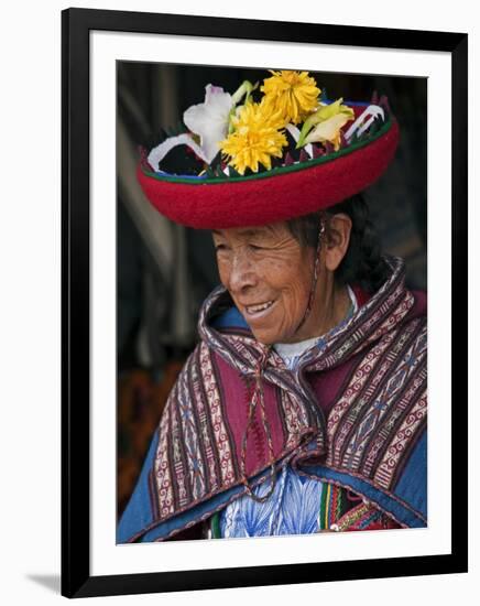 Peru, an Old Woman in Traditional Indian Costume-Nigel Pavitt-Framed Photographic Print