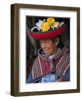 Peru, an Old Woman in Traditional Indian Costume-Nigel Pavitt-Framed Photographic Print