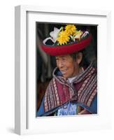 Peru, an Old Woman in Traditional Indian Costume-Nigel Pavitt-Framed Photographic Print