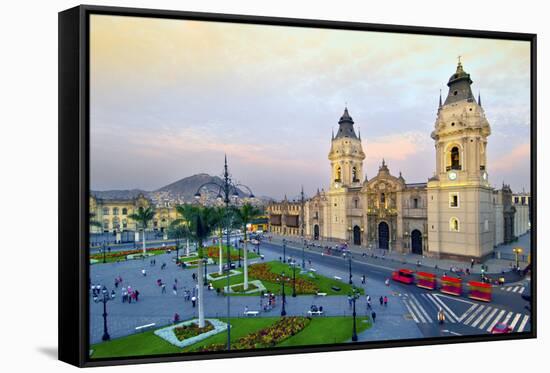 Peru, Lima, Cathedral-John Coletti-Framed Stretched Canvas