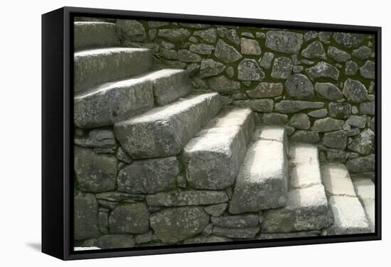 Peru, Machu Picchu, Stairs-John Ford-Framed Stretched Canvas