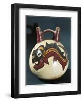 Peru, Nazca Culture, Double Spout and Bridge Vessel with Painted Dolphin Figure-null-Framed Premium Giclee Print