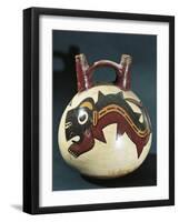 Peru, Nazca Culture, Double Spout and Bridge Vessel with Painted Dolphin Figure-null-Framed Giclee Print