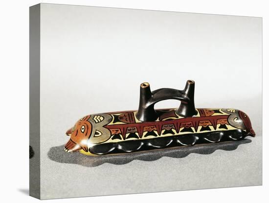 Peru, Nazca Culture, Double Spout and Bridge Zoomorphic Painted Vessel in Shape of Millepede-null-Stretched Canvas