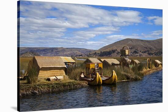 Peru, Uros Islands. The floating reed islands of Lake Titicaca.-Kymri Wilt-Stretched Canvas