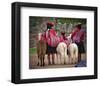 Peruvian Girls & Alpacas Peru-null-Framed Art Print