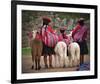 Peruvian Girls & Alpacas Peru-null-Framed Art Print