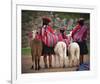 Peruvian Girls & Alpacas Peru-null-Framed Art Print