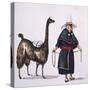 Peruvian Mestizo with a Llama from Costumes of South America by Emeric Vidal-null-Stretched Canvas