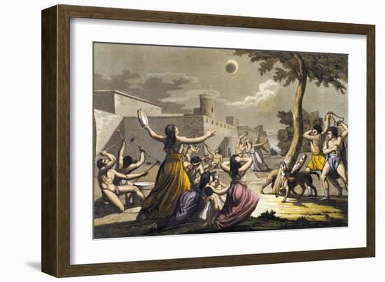 Peruvian Terrified During Lunar Eclipse, Colour Engraving-Gallo Gallina-Framed Giclee Print