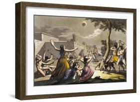 Peruvian Terrified During Lunar Eclipse, Colour Engraving-Gallo Gallina-Framed Giclee Print