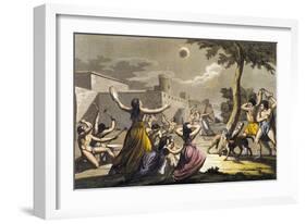 Peruvian Terrified During Lunar Eclipse, Colour Engraving-Gallo Gallina-Framed Giclee Print