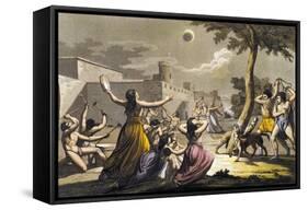 Peruvian Terrified During Lunar Eclipse, Colour Engraving-Gallo Gallina-Framed Stretched Canvas