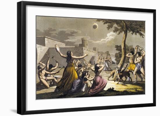 Peruvian Terrified During Lunar Eclipse, Colour Engraving-Gallo Gallina-Framed Giclee Print