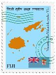Stamp with Map and Flag of Eritrea-Perysty-Art Print