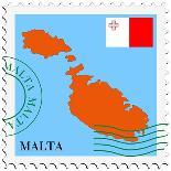 Stamp with Map and Flag of Eritrea-Perysty-Art Print