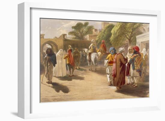 Peshawar Market Scene, from 'India Ancient and Modern', 1867 (Colour Litho)-William 'Crimea' Simpson-Framed Giclee Print