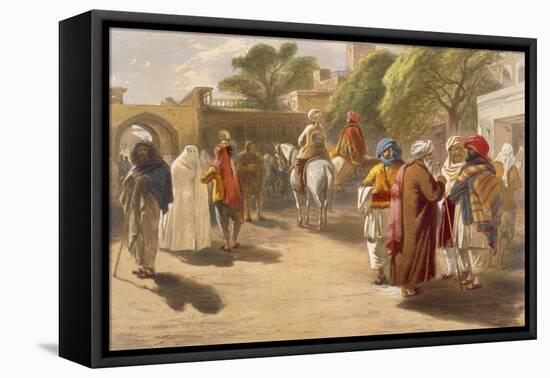 Peshawar Market Scene, from 'India Ancient and Modern', 1867 (Colour Litho)-William 'Crimea' Simpson-Framed Stretched Canvas