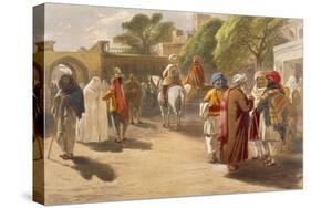 Peshawar Market Scene, from 'India Ancient and Modern', 1867 (Colour Litho)-William 'Crimea' Simpson-Stretched Canvas