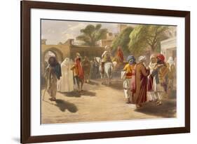 Peshawar Market Scene, from 'India Ancient and Modern', 1867 (Colour Litho)-William 'Crimea' Simpson-Framed Giclee Print