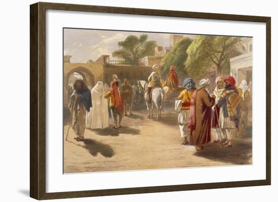 Peshawar Market Scene, from 'India Ancient and Modern', 1867 (Colour Litho)-William 'Crimea' Simpson-Framed Giclee Print