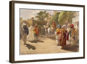 Peshawar Market Scene, from 'India Ancient and Modern', 1867 (Colour Litho)-William 'Crimea' Simpson-Framed Giclee Print