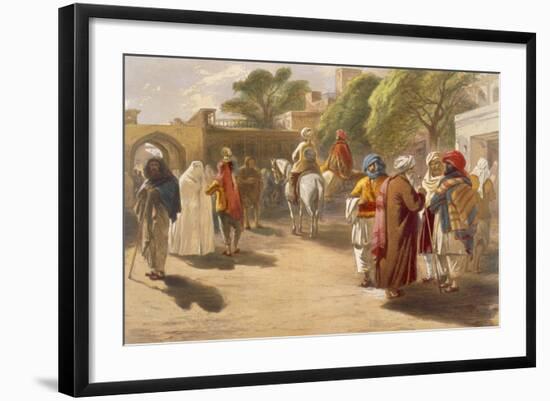 Peshawar Market Scene, from 'India Ancient and Modern', 1867 (Colour Litho)-William 'Crimea' Simpson-Framed Giclee Print