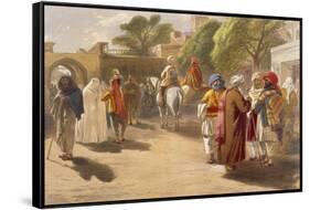 Peshawar Market Scene, from 'India Ancient and Modern', 1867 (Colour Litho)-William 'Crimea' Simpson-Framed Stretched Canvas