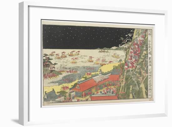 Pesrpective Print: Battle Scene at Ichinotani, Late 18th-Early 19th Century-Utagawa Toyokuni-Framed Giclee Print