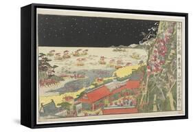 Pesrpective Print: Battle Scene at Ichinotani, Late 18th-Early 19th Century-Utagawa Toyokuni-Framed Stretched Canvas