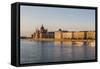 Pest, the River Danube and the Hungarian Parliament Building-Massimo Borchi-Framed Stretched Canvas