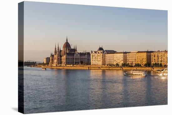 Pest, the River Danube and the Hungarian Parliament Building-Massimo Borchi-Stretched Canvas