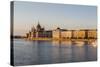 Pest, the River Danube and the Hungarian Parliament Building-Massimo Borchi-Stretched Canvas