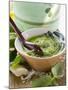 Pesto with Olive Oil in Small Bowl, Basil, Parmesan-null-Mounted Photographic Print