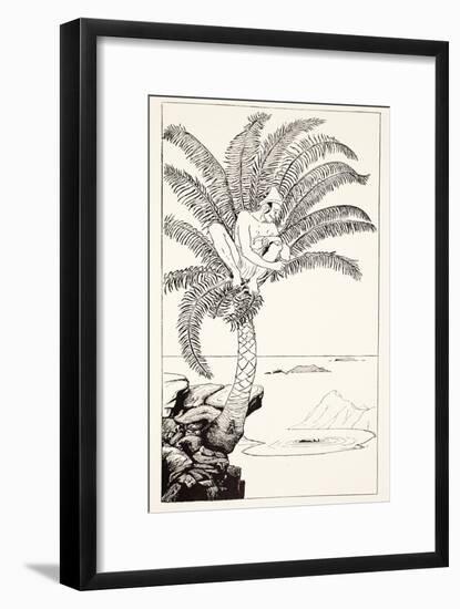 Pestonjee Bomonjee Sitting in His Palm-Tree and Watching the Rhinoceros Strorks Bathing-Rudyard Kipling-Framed Giclee Print