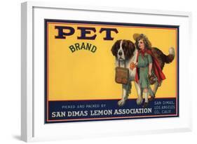 Pet Brand - San Dimas, California - Citrus Crate Label-Lantern Press-Framed Art Print