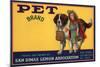 Pet Brand - San Dimas, California - Citrus Crate Label-Lantern Press-Mounted Art Print