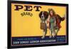 Pet Brand - San Dimas, California - Citrus Crate Label-Lantern Press-Framed Art Print