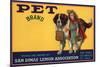 Pet Brand - San Dimas, California - Citrus Crate Label-Lantern Press-Mounted Premium Giclee Print