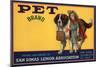 Pet Brand - San Dimas, California - Citrus Crate Label-Lantern Press-Mounted Art Print